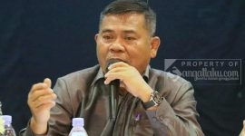 Anggota DPRD Kutai Timur, Basti Sanggalangi saat Sosper di GOR Swarga  Bara.(/ist)