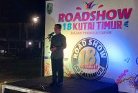 Bupati Kutai Timur, Ardiansyah Sulaiman saat memebrikan sambutan pada pembukaan Roadshow Bazar UMKM ke-6. (*/ist)