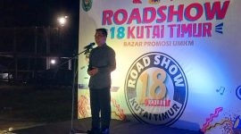 Bupati Kutai Timur, Ardiansyah Sulaiman saat memebrikan sambutan pada pembukaan Roadshow Bazar UMKM ke-6. (*/ist)